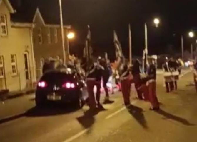 Shocking scene as car drives through parade in Rathfriland